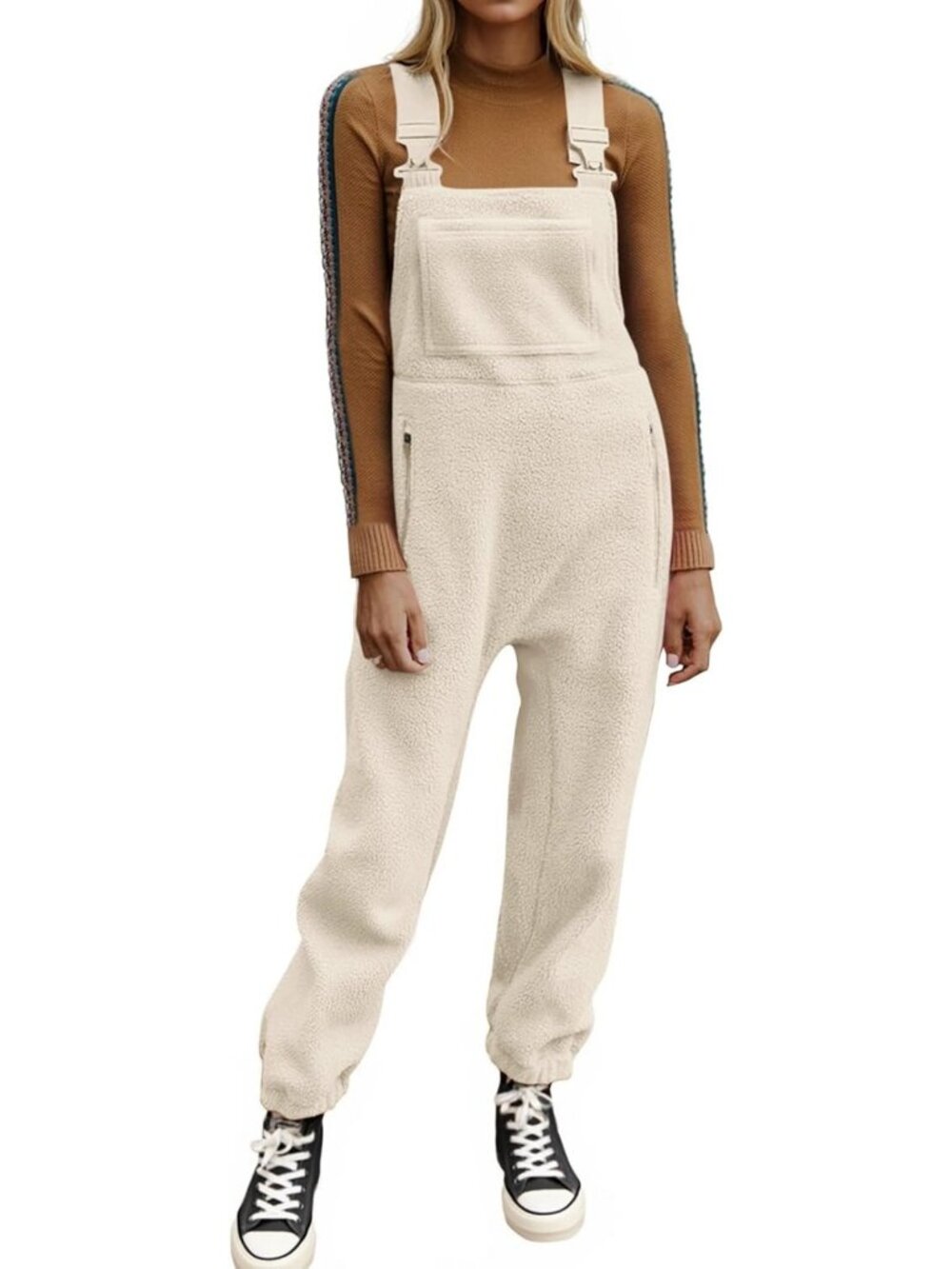 Cozy Women's Fleece Overalls | Warm Winter Jumpsuit with Pockets | Loose Fit